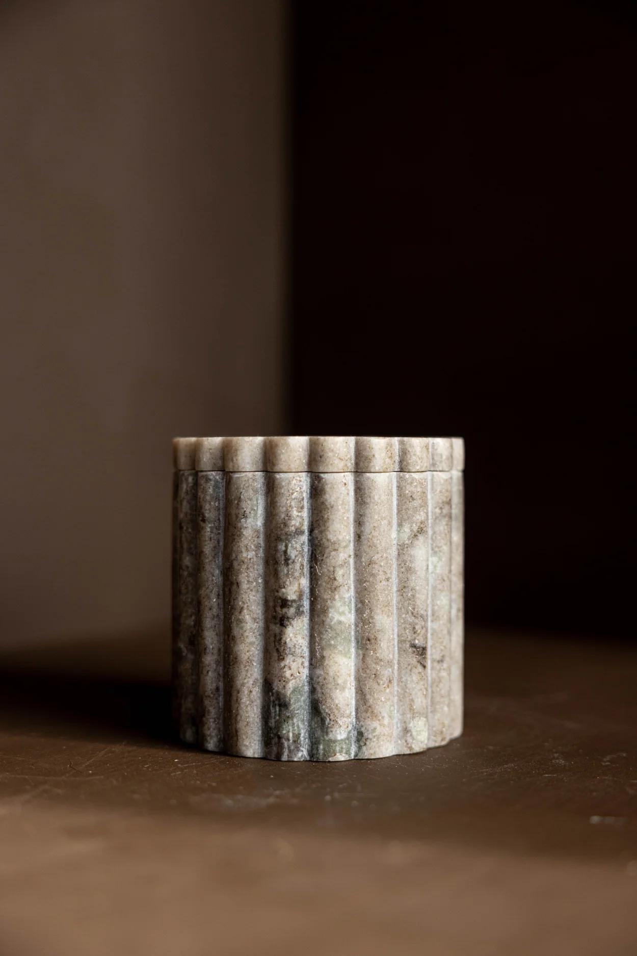 Fluted Jar Canister Beige Marble - Image 3